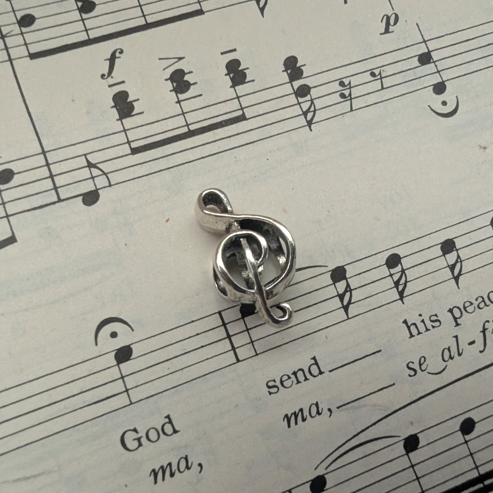 Silver Treble Clef Charm - Picture 7 of 7